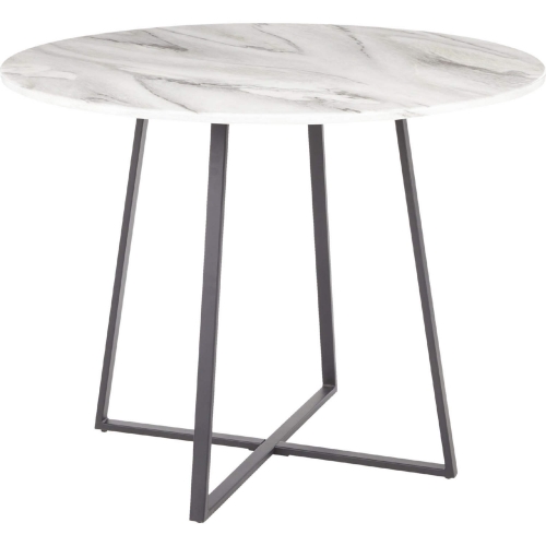 Cosmo 39" Dining Table in Black Metal & White Marble Top